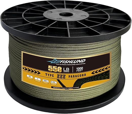 Paracord 550 lb, 7 Strand Paracord Rope 1000ft 4mm, Nylon Parachute Cord for Camping, Army Green