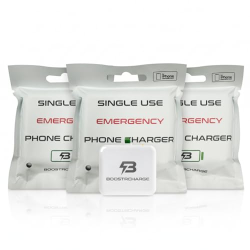Boostrcharge 3-Pack Single-Use Emergency Phone Charger | Dead Phone? Just Plug in — No Cables Needed | Lightning | Pre-Charged | TSA-Approved