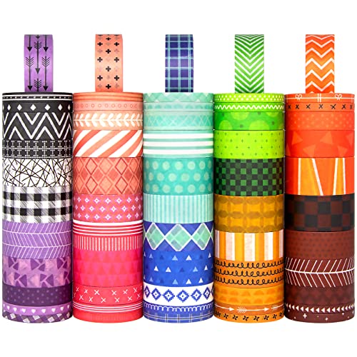 KOVANO 60 Rolls Washi Tape Set - Decorative Adhesive Masking Tape for Scrapbooking Supplies,DIY Crafts,Bullet Journals,Gift Wrapping,Party Decorations and Planners,Each Roll 5.4yd Total 328yd