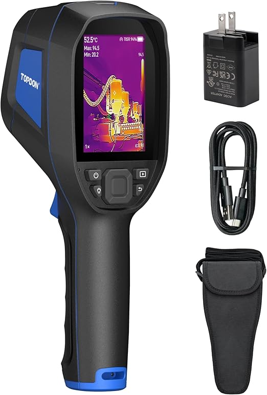 TOPDON TC004 3.5" Thermal Imaging Camera, 512 x 384 TISR Resolution, 256 x 192 IR High Resolution, Handheld Infrared Camera with Video Recording and Wireless Connection Supported, 64GB Storage