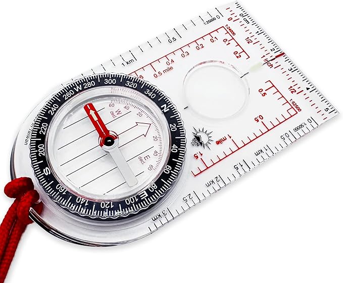 Sun Company ProMap - Ultra Lightweight Baseplate Map Compass with Declination Scale - Accurate Orienteering Compass for Hiking, Backpacking, Camping, and Survival Navigation