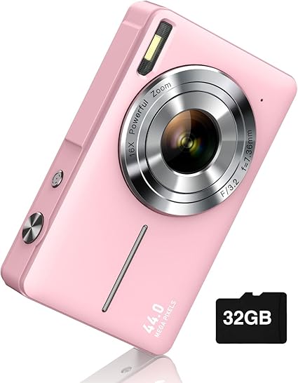 Digital Camera, FHD 1080P Digital Point and Shoot Camera with 16X Zoom Anti Shake, 32GB Card, Compact Small Camera for Boys Girls Kids