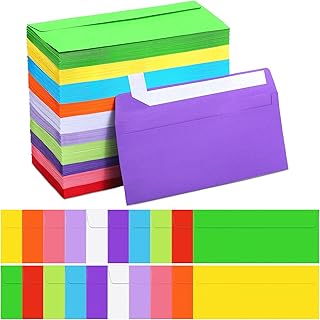 Outus 500 Pcs #10 Colored Envelopes Business Envelopes Adhesive Security Letter Size for Mailing Office Letter Check Invoices Letterhead Invitations Announcements 4-1/8 x 9-1/2''(Bright)