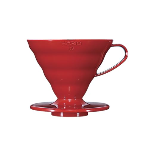 Hario V60 Plastic Coffee Dripper Pour Over Cone Coffee Maker Size 02, Red