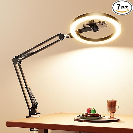 Upgrade Ring Light Overhead Camera Phone Mount for Desk, Evershop 10” Selfie Light with Stand Tripod for iPhone, Light with Phone Holder for Video Recording,Zoom Meeting,Live Streaming Tiktok,YouTube