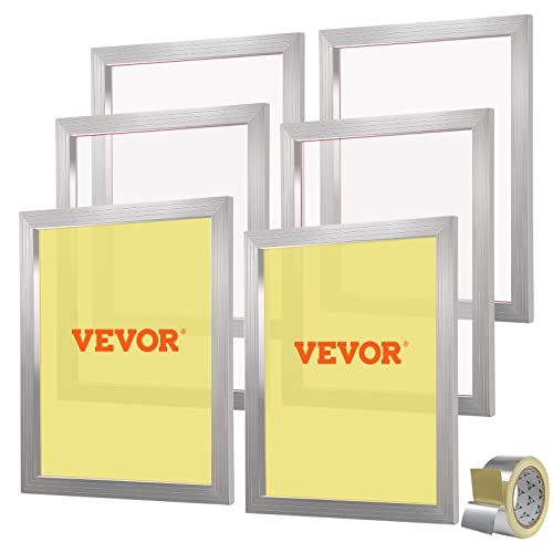 VEVOR 6 Pieces Aluminum, 20x24inch Silk Screen Frame with 110 Count High Tension Nylon Mesh and Sealing Tape for T-Shirts DIY Printing, Silver
