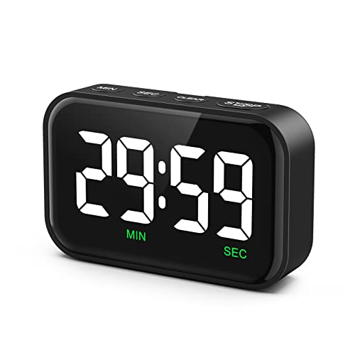 Olipiter Digital Kitchen Timer, Digital Timer with Large LED Display, Magnetic Classroom Timer with Count Up Countdown, 3 Volume Levels for Cooking/Office/Kids/Work/Study, Black (Battery Included)