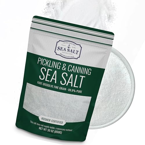 Sea Salt Superstore Pickling & Curing Salt, Fine Kosher, Non-Iodized, 30 oz | For natural preserving, fine kosher salt for brining, bag