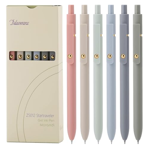 Ddaowanx Gel Pens,6 Pcs 0.5mm Retractable Quick Dry Black Ink Pens