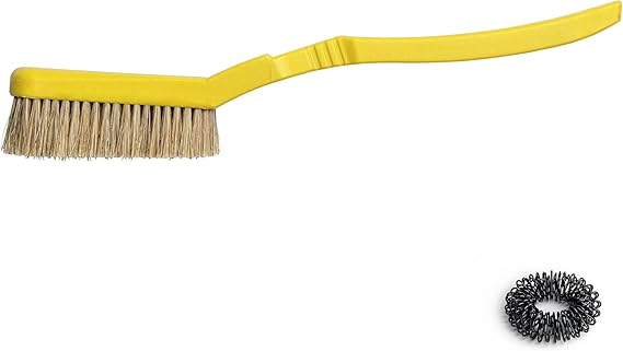 Rock Climbing & Bouldering Brush, Ergonomic, High Density Wild Boar's Thick Hair Bristles, 100% Recyclable, Strong Outdoor & Indoor Free Spiky Ring, Yellow
