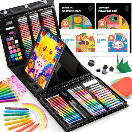 Multi-medium art kit with pencils, watercolor, clay and markers