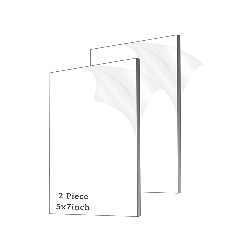 ADTDA Clear Acrylic Sheet Plexiglass,1/4" Thick (6mm) Cast Acrylic Glass Sheet,Plexiglass Sheet for Craft Projects,Signs,Painting,Windows Replacement (2 Piece 5"x 7")