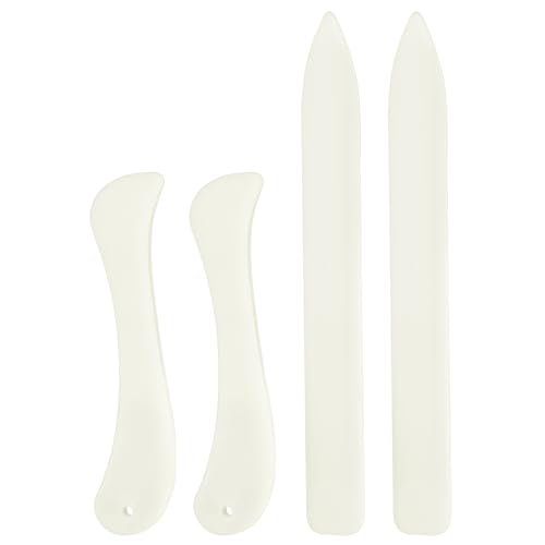 WONVOC 4 Pcs Bone Folders, Crease Makers, Scoring Tool, Plastic Bone Folder Paper Creaser, Folding Bookbinding Tool, Origami Tools for Making Paper Crafts Quilting Leathercraft Bookbinding