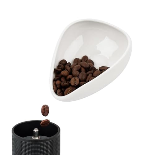 watchget Ceramic Coffee Dosing Cup & Tea Storage Tray, White | Single Dose Measuring Container for Coffee Beans & Loose Leaf Tea Dosing Vessel; Hold 20-25g Coffee Beans