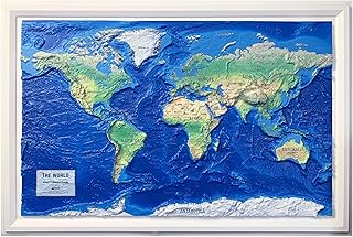 3D World Raised Relief Map | Topographic Wall Map, Feel the Terrain | 36" x 24" | Vacuum-Formed Rigid Vinyl | Hubbard Scientific World Ranger