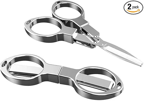 YVAOG Folding Scissors, Safe Portable Safe Portable Travel Mini Scissors, Stainless Steel Retractable Small Scissors for Home Office, 2 Piece Set