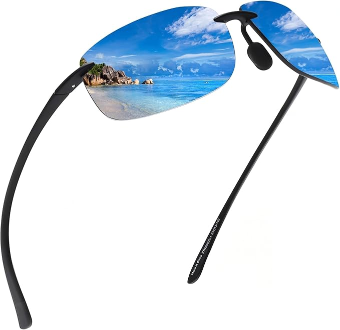 JIM HALO Sport Sunglasses for Men Women TR90 Rimless Frame for Running Fishing Cycling Driving