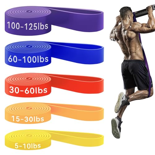 HAPBEAR Pull Up Assistance Bands - Pull Up Bands - Resistance Bands - Exercise Bands Resistance Bands Set - Workout Bands for Working Out, Stretching, Muscle Training - Colorful (5-125LBS)