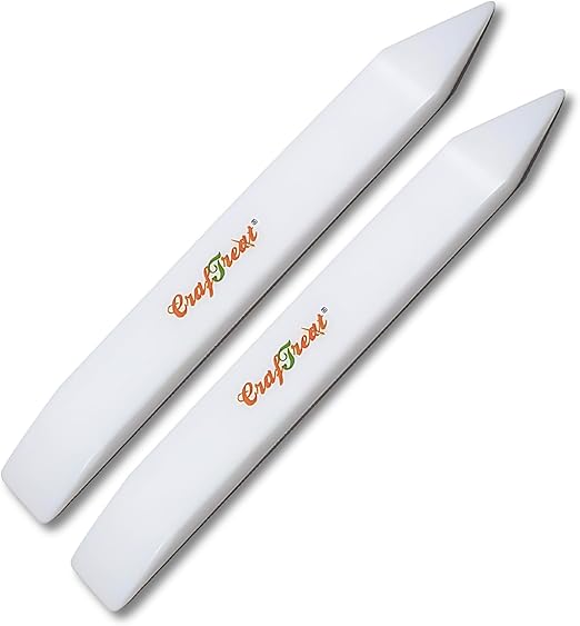 CrafTreat Large Teflon Bone Folder Tool for Paper Crafting and Scrapbooking - 2 Pcs - Creaser and Scorer for Card Making, Origami - Book Binding Tool - Smooth, Non Stick, Ergonomic Tools (Large 2 pcs)