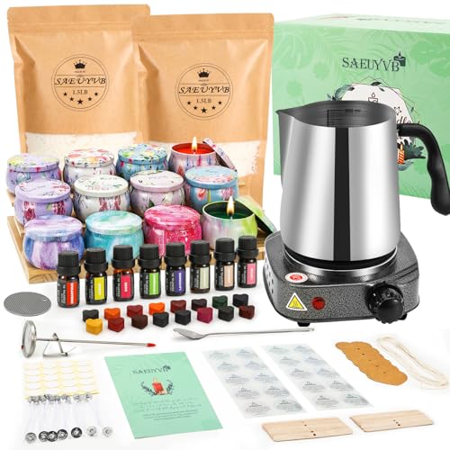 SAEUYVB Candle Making Kit,Candle Making Kit for Adults with Wax Melter