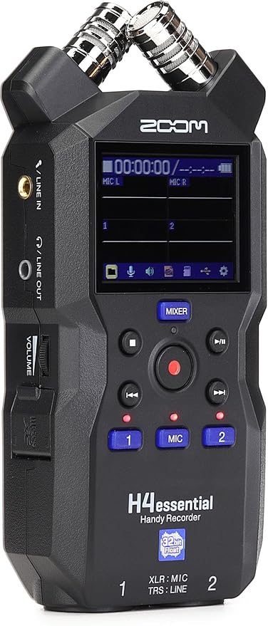 Zoom H4 Essential Handheld Recorder for Musicians, Podcasters & Filmmakers with Stereo Microphones, 2 XLR/TRS Inputs, 4 Tracks of 32-Bit Float Recording, & USB Audio Interface