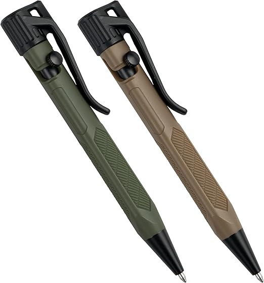 Rite in the Rain Weatherproof Olive Drab and Flat Dark Earth Mini Bolt-Action Pens - Black Ink, 2 Pack (No. TAC20)
