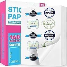 QYH Printable Sticker Paper for Printer - Matte Waterproof White Vinyl, 160 Sheets 8.5x11in Bulk Stickers for Small Business/Home, Compatible with Cricut/Silhouette & Inkjet/Laser Printers