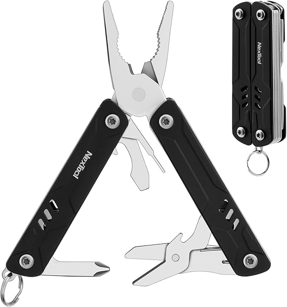 NexTool Mini Multitool - 9 in 1 Keychain Multitool with Needle Nose Pliers, Scissors, SIM Extractor and Screwdrivers for Travel, EDC, TSA Approved