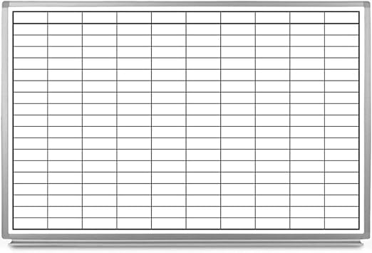 Magnetic Grid Dry Erase Whiteboard – Wall Mounted with Aluminum Frame & Marker Tray – Easy Erase Planning Board for Office, Warehouse & Project Management 36" x 24"