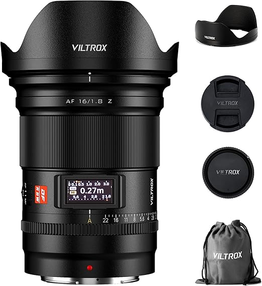 VILTROX AF 16mm F1.8 Full Frame Z Lens for Nikon Z Mount, f/1.8 Large Aperture Auto Focus Wide-Angle Full Frame Lens for Nikon Z-Mount Camera Z5 Z50 Z6 Z6II Z7 Z7II ZFC Z30 Z9 Z8 ZF
