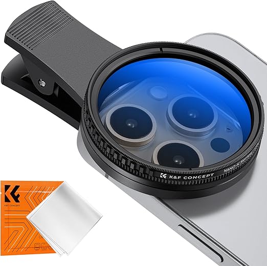 K&F CONCEPT 52mm Clip-on CPL Phone Camera Lens Filter Kit, Circular Polarizer Polarizing Filter Compatible with iPhone 17 16 15 14 13 12 11