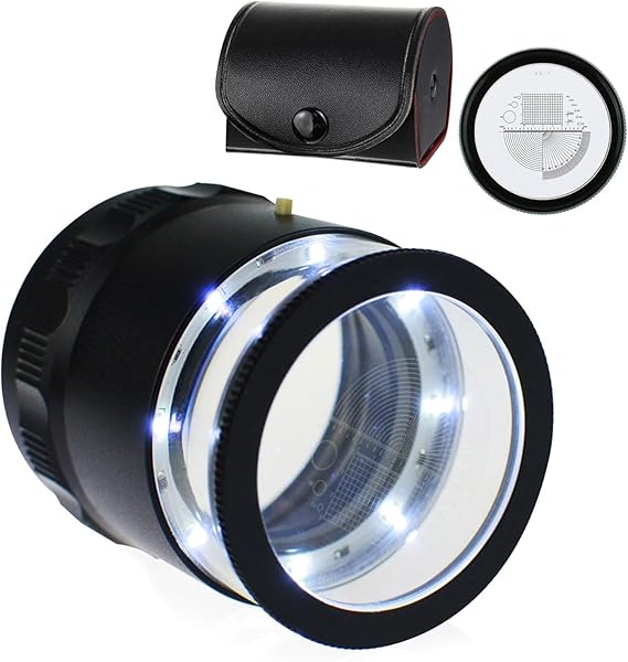 Magnifying Glass 10X Jewelers Loupe with Scale Magnification, Loupe Magnifier with Scale Chart, 8 LED Lights 25mm Field of View, Jewelry Magnifying for Gem, Coin, Stamp, Watch Repair Jewelers Tool