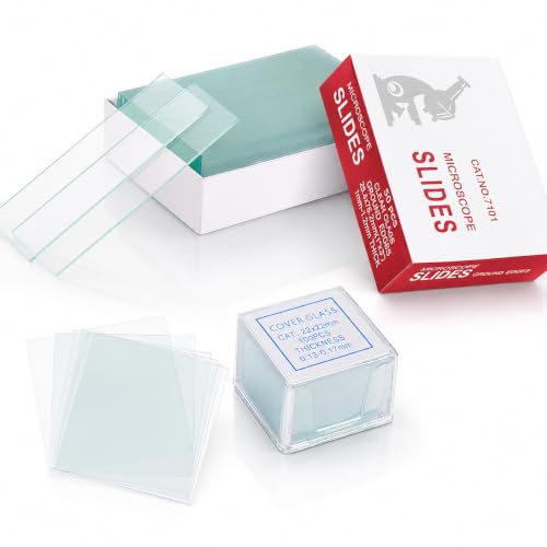Microscope Slides and Covers – 50 Blank Glass Slides for Microscope with 100 Coverslips – Ground Edge Glass Slides, Perfect for Microscopy Experiments and Analysis – Compatible with Most Microscopes