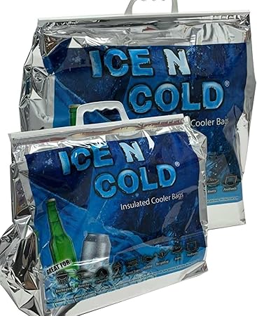 ICE N COLD Insulated Picnic/Shopping Cooler Bags for Groceries, Camping, Hiking, Beach, Travel | Lightweight Soft Collapsible | Fast Same Day Shipping