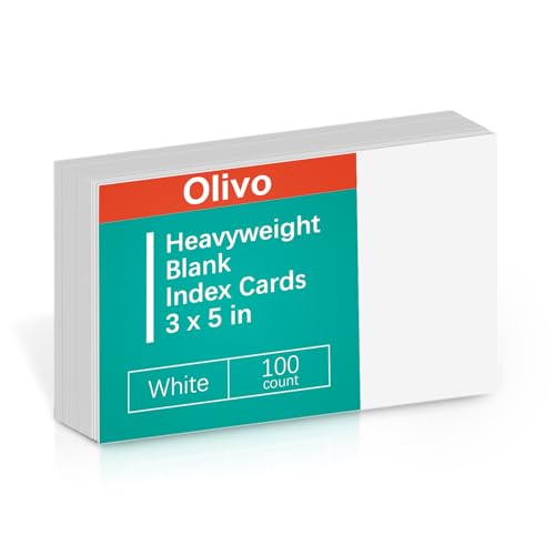 Blank Index Cards 3x5 Unlined Unruled Flash Note Cards 3" x 5", White, 100 Count, 200 GSM Heavy Weight