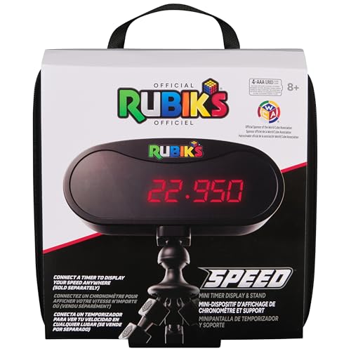 Rubik’s Cube, Mini Timer Display & Stand, Includes Case, Clear Display Device & Adjustable Stand for At-Home Speedcubing Practice, Brain Teaser Puzzle for Adults, Fidget Toy for Kids, Ages 8 & Up
