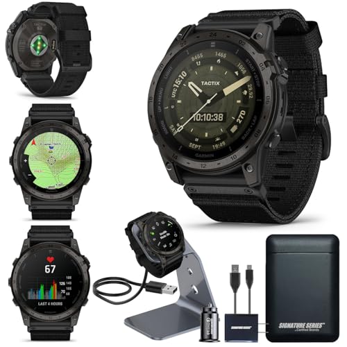 Garmin tactix 7 AMOLED Edition Tactical Military GPS Smartwatch | Touchscreen, Stealth Mode, Flashlight, Multicontinent Mapping, Weather, Health Metrics, with Signature Series Power Bundle
