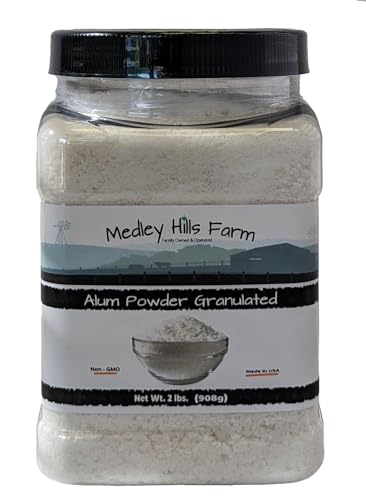 Alum Powder Granulated Food Grade 2 lbs. - by Medley Hills Farm in Reusable Container - Granulated Potassium Alum Powder - Made in the USA