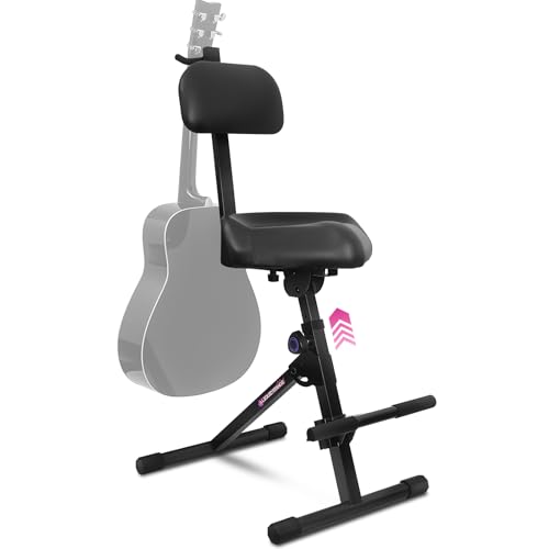 Liquid Stands Guitar Stool, Adjustable Piano Stool - Professional Musician Drum Throne with Backrest - Guitar Seat Drum Seat, Musician Stool, Chair, Guitar Chair for Adults, Kids, Drummer, Guitarist