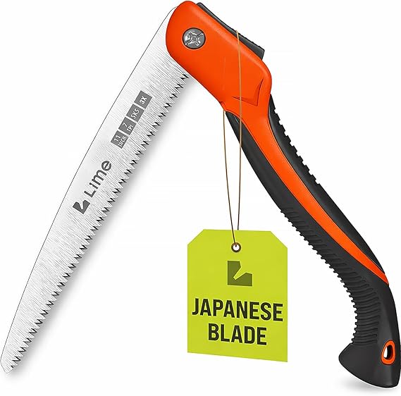 Lime 11" Folding Pruning Saw – Hand Saw for Camping, SK5 Blade