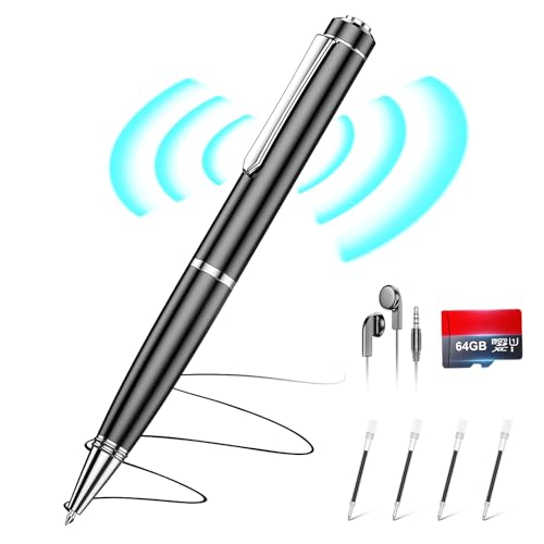 64GB Digital Voice Recorder - ZIPCIDE Digital Voice Activated Recorder with AI-Intelligent Noise Reduction, Voice Activated Sound Audio Tap Recorder Device for Lectures Meetings, Work, Interviews