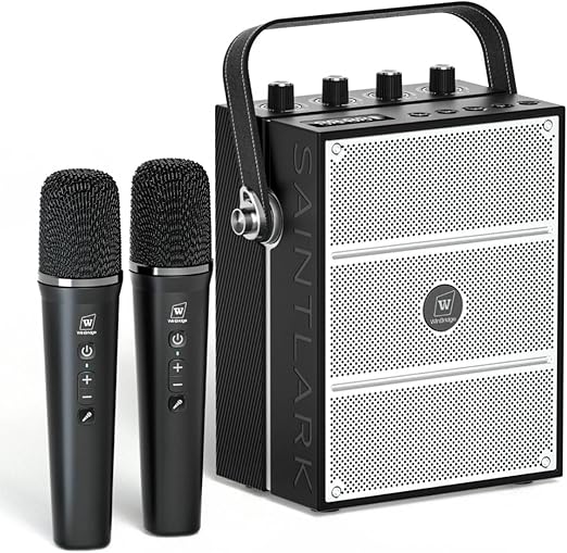 100W Powerful Voice Amplifier with 2 Wireless Microphones, Big Pro Sound Portable Speaker with Microphone, Bluetooth Speaker PA System Karaoke Machine Support BT/USB/TF Card/Aux/Guitar S99