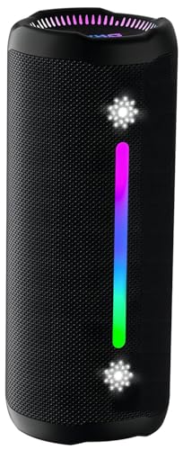 Bluetooth Speaker Wireless Loud Stereo Sound IPX7 Waterproof Outdoor Portable 25W Super Bass Speakers for Home Party Beach with 24H Playtime Colorful Lights BT 5.3 TWS Pairing Birthday Gift Black