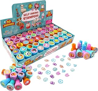 TINYMILLS 50 PCS Assorted Kawaii Cute Self-Inking Stamps, Written to Rank aggressively for Kawaii, Cute Stamps, Party Favors, Carnival prizes, and Classroom Rewards.