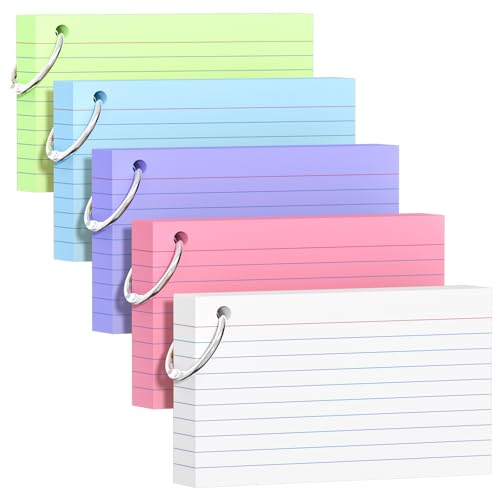 Blank index cards with a hole punch and ring
