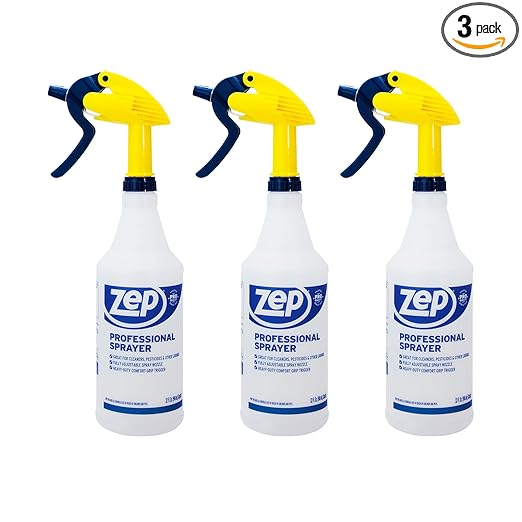 ZEP Professional Sprayer Bottle - 32 oz (Pack of 3) - HDPRO1 - Versatile Adjustable Nozzle Spray Bottles with a Fine Mist or Powerful Spray, Refillable for Diluted Concentrate