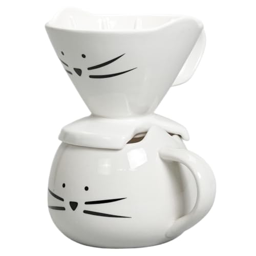 Koolkatkoo Cat Coffee Mug with Kitty Figurine, White