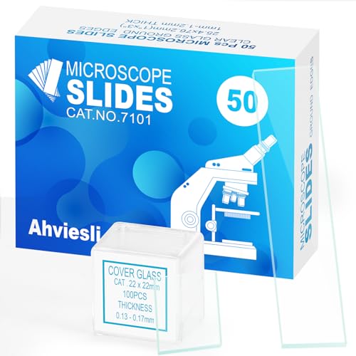 Microscope Slides and Covers Kit – 50 Blank Pre-Cleaned Glass Slides for Microscope, 100 Cover Slips, for Teachers, Students, Families, and Science Enthusiasts