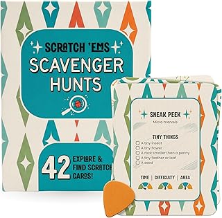 Scavenger Hunts | 42 Scratch Off Adventure Cards - Outdoor Scavenger Hunt for Kids & Families | All Season, Reusable Scratch-Off Cards for Screen-Free Fun, Nature Activity & Camping