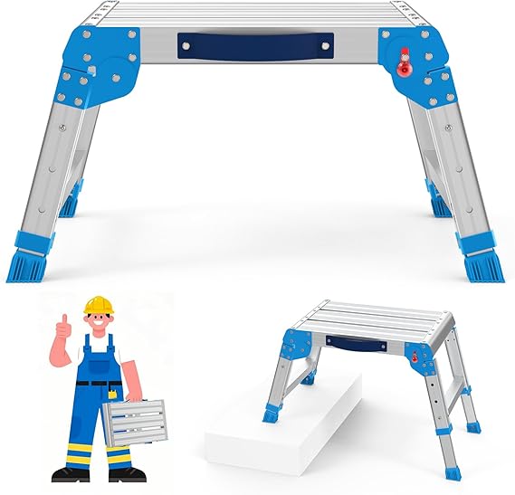 Loyoda Work Platform 600 Lbs, Folding Step Stool with One-Touch Automatic Fold, 3 Height Adjustment Step Platform, Perfect for RV Cleaning, Home Painting and Reaching High Places, Standard
